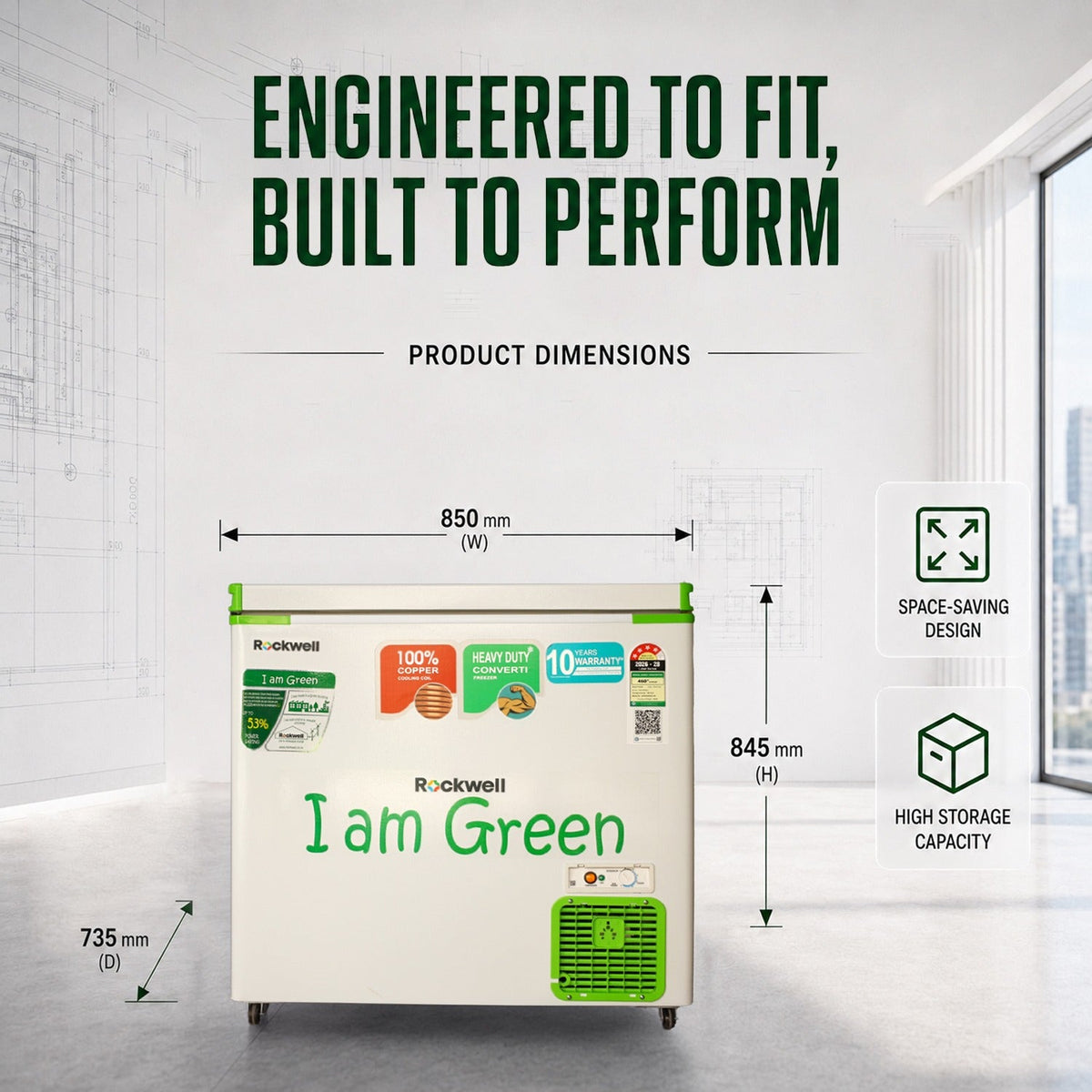 194 L Convertible Green Deep Freezer – Upto 53% power saving – 10-Year Cooling Coil Warranty – image 3