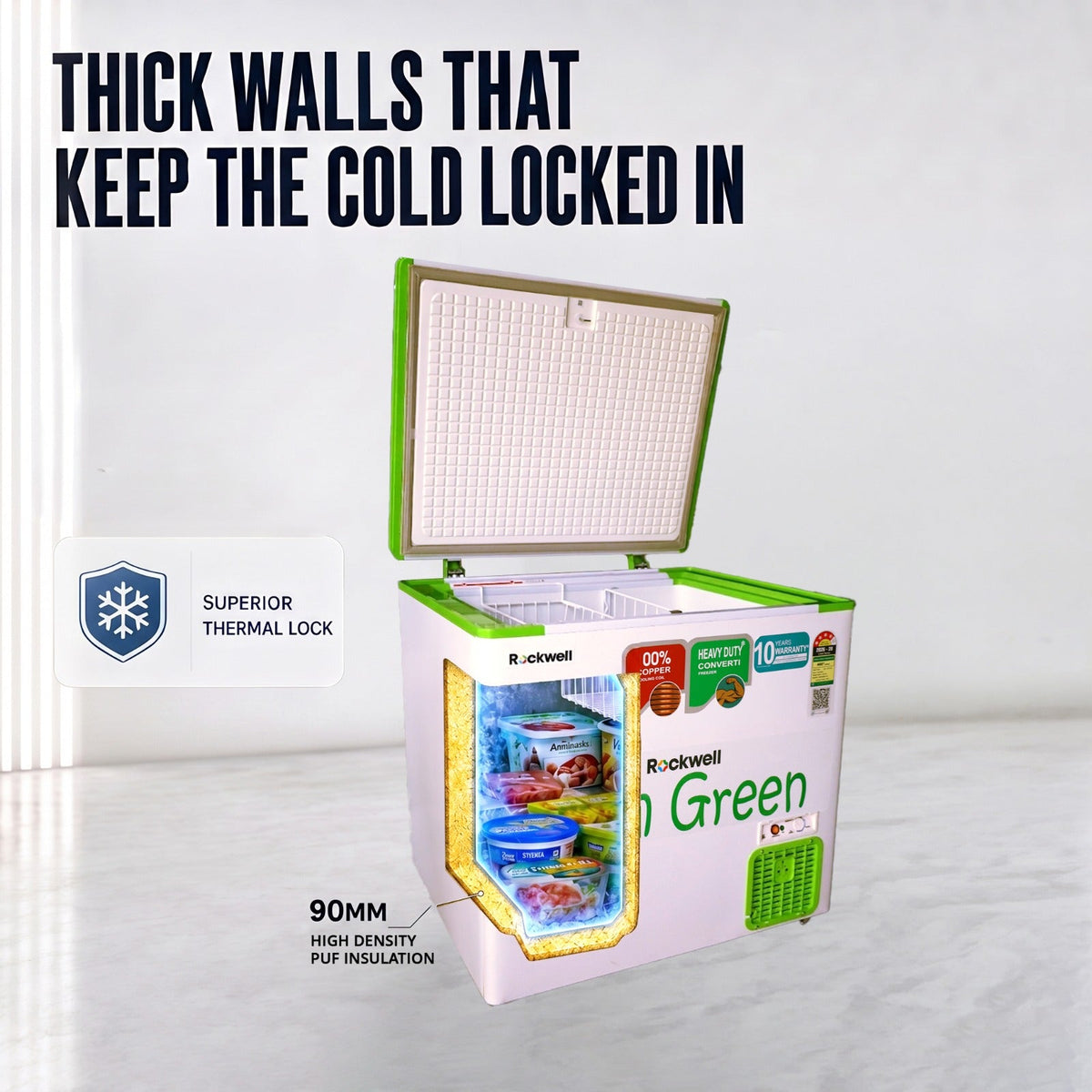 194 L Convertible Green Deep Freezer – Upto 53% power saving – 10-Year Cooling Coil Warranty – image 5
