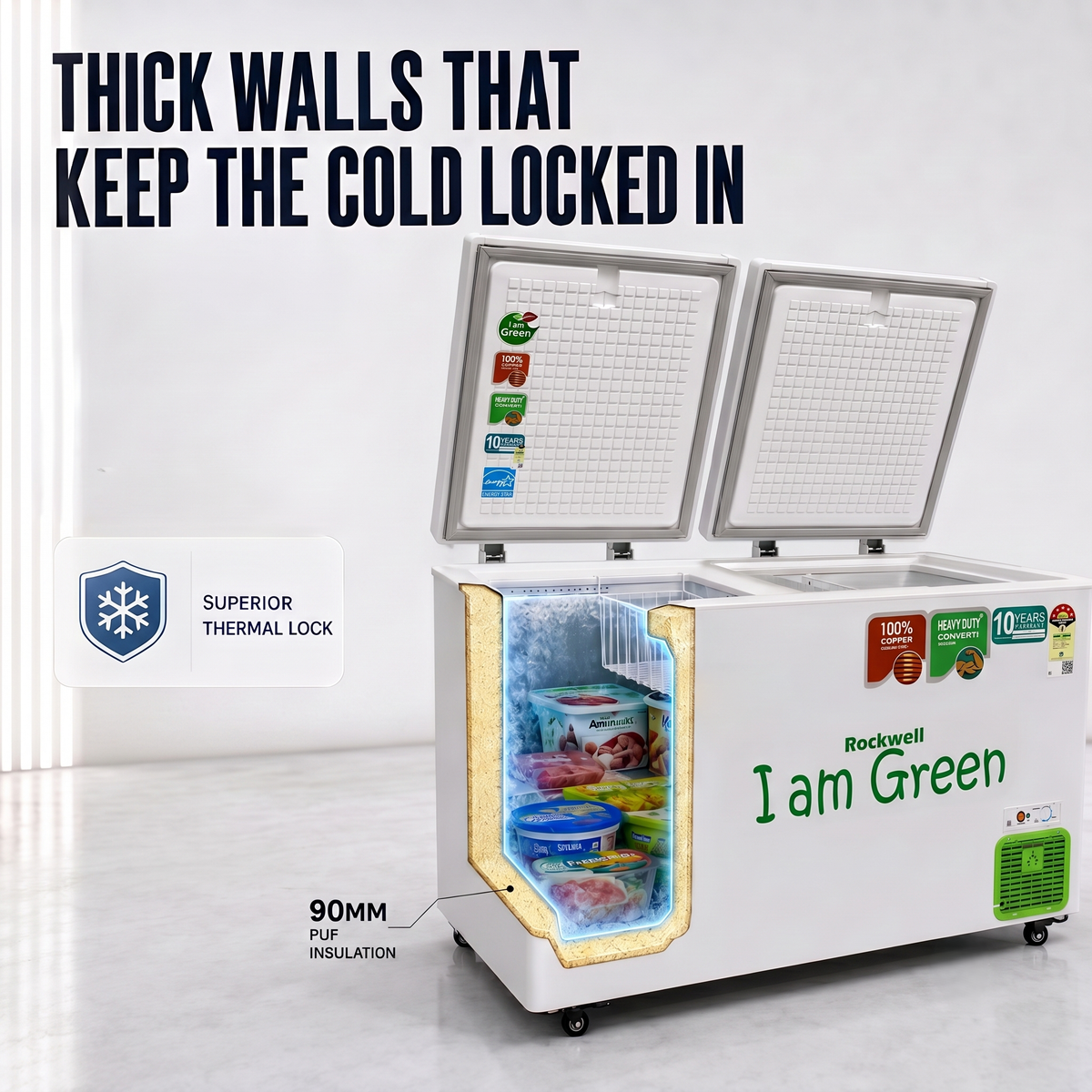 294 L Convertible Green Deep Freezer – Upto 53% power saving – 10-Year Cooling Coil Warranty – image 5