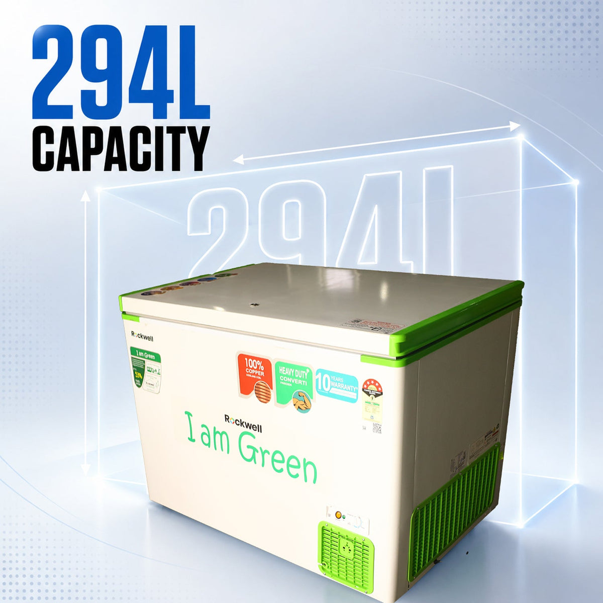 294 L Convertible Green Deep Freezer – Upto 53% power saving – 10-Year Cooling Coil Warranty – image 2