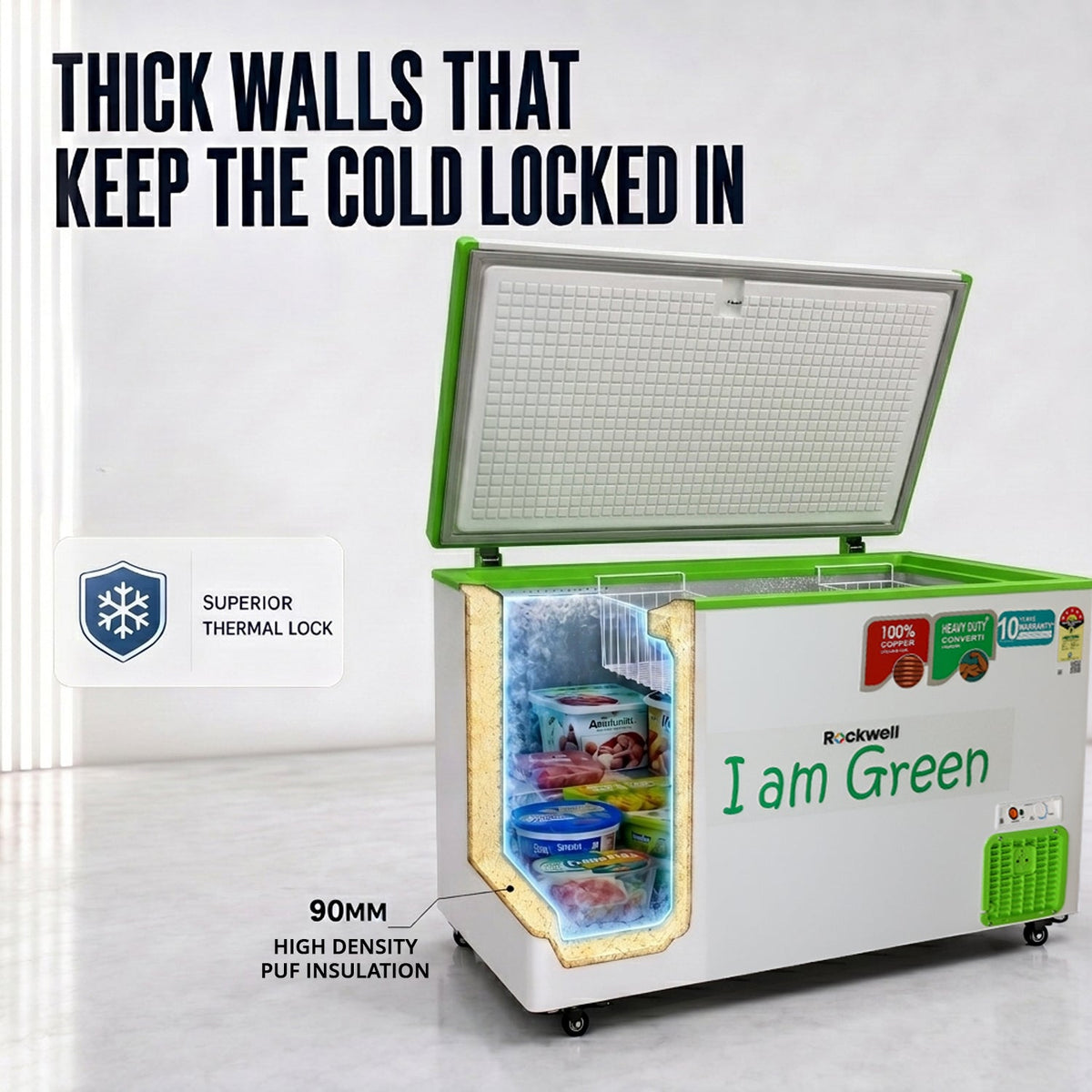 294 L Convertible Green Deep Freezer – Upto 53% power saving – 10-Year Cooling Coil Warranty – image 5