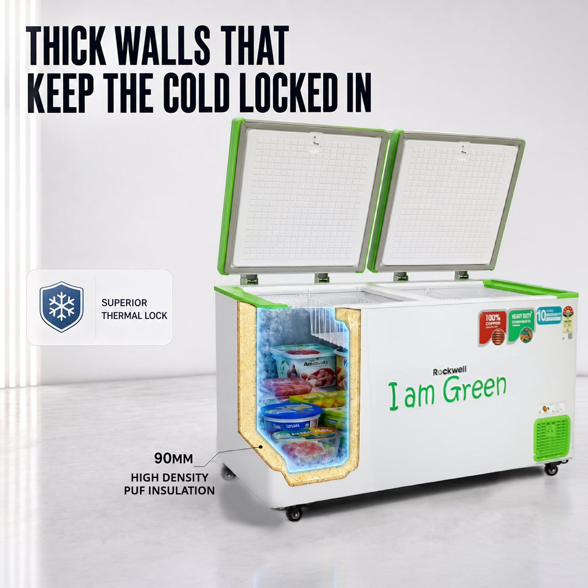 390 L Convertible Green Deep Freezer – Upto 53% power saving – 10-Year Cooling Coil Warranty – image 5