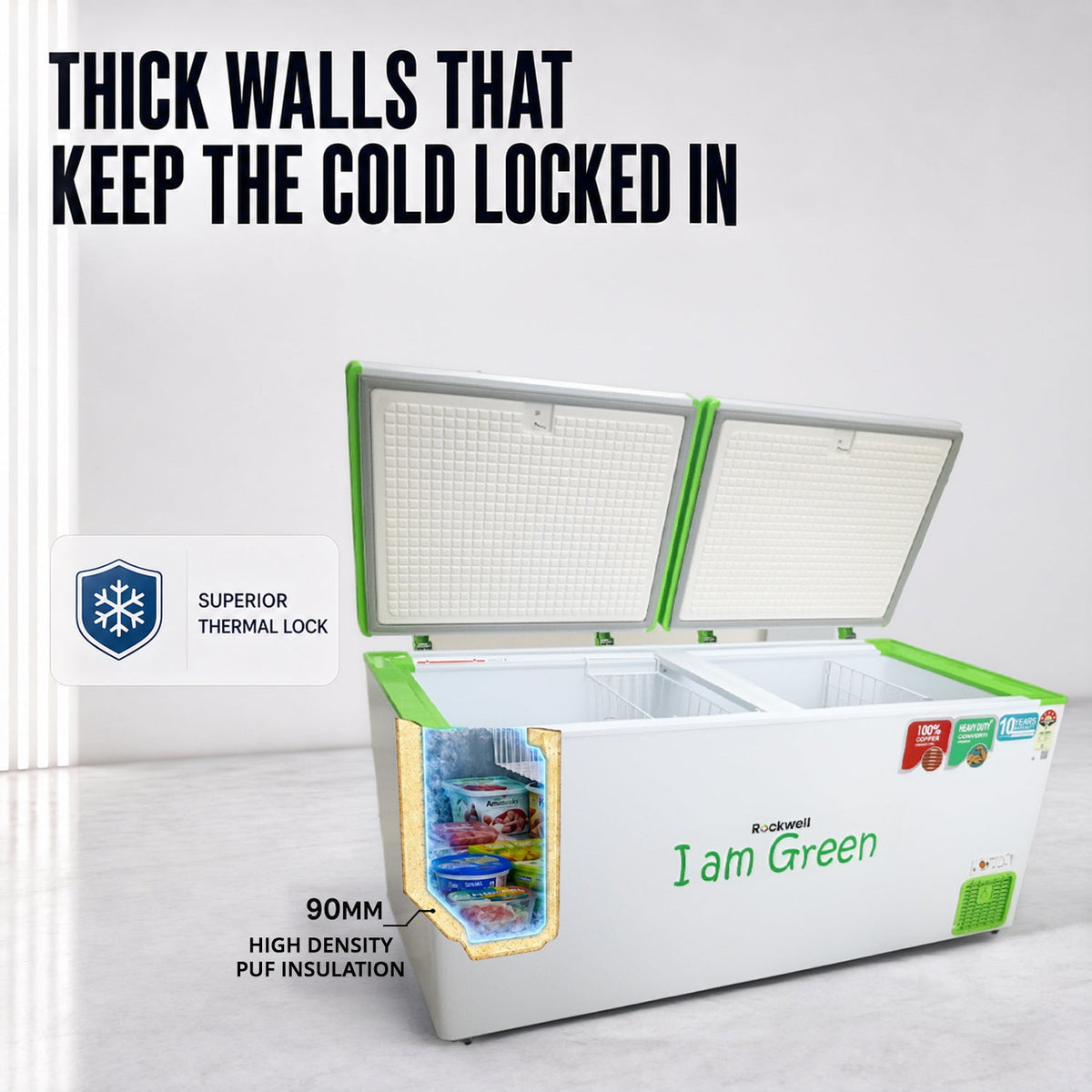 491 L Convertible Green Deep Freezer – Upto 53% power saving – 10-Year Cooling Coil Warranty – image 5