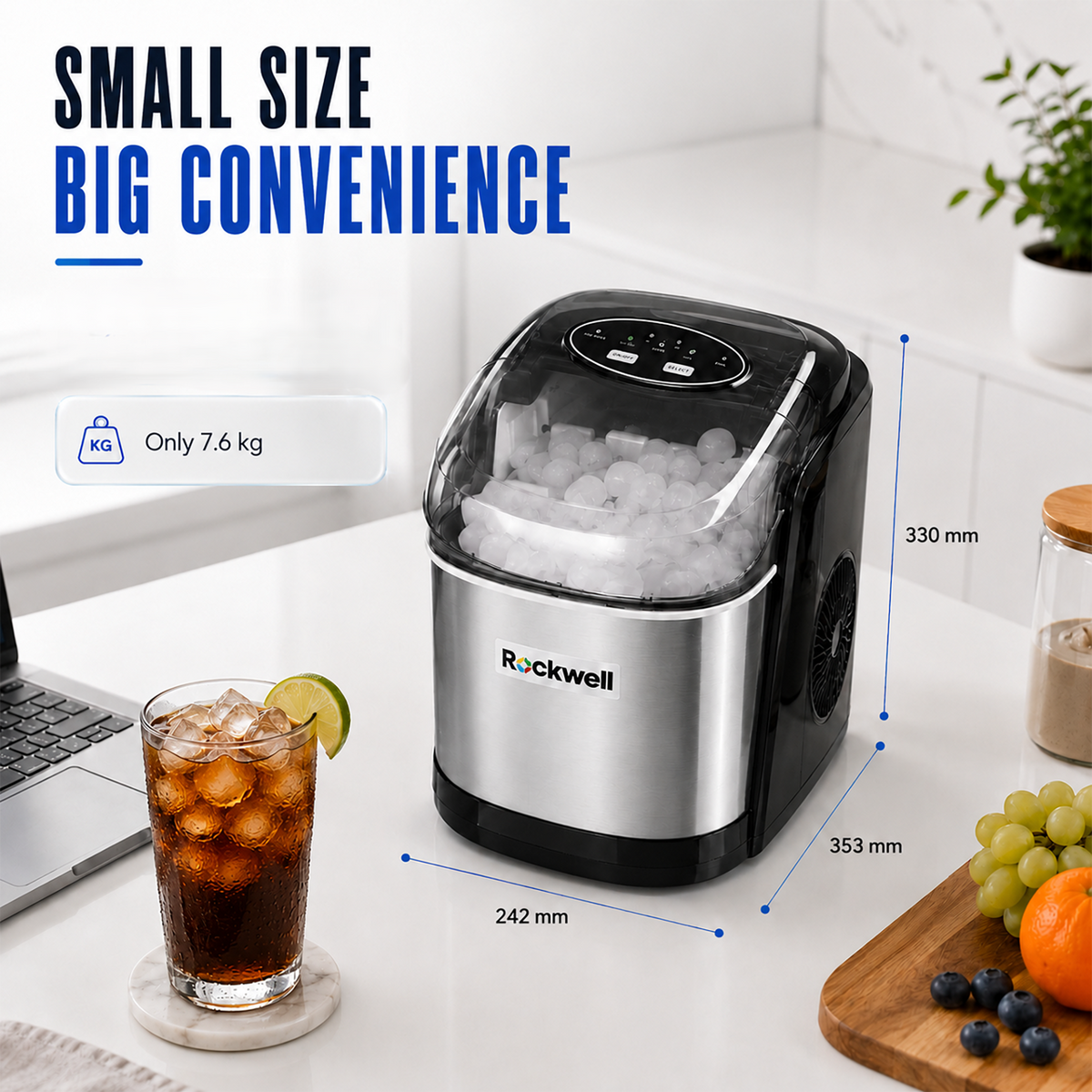Portable Instant Ice Maker – 9 Bullet Ice Cubes in 8-10 Minutes – 12 kg/Day – image 3
