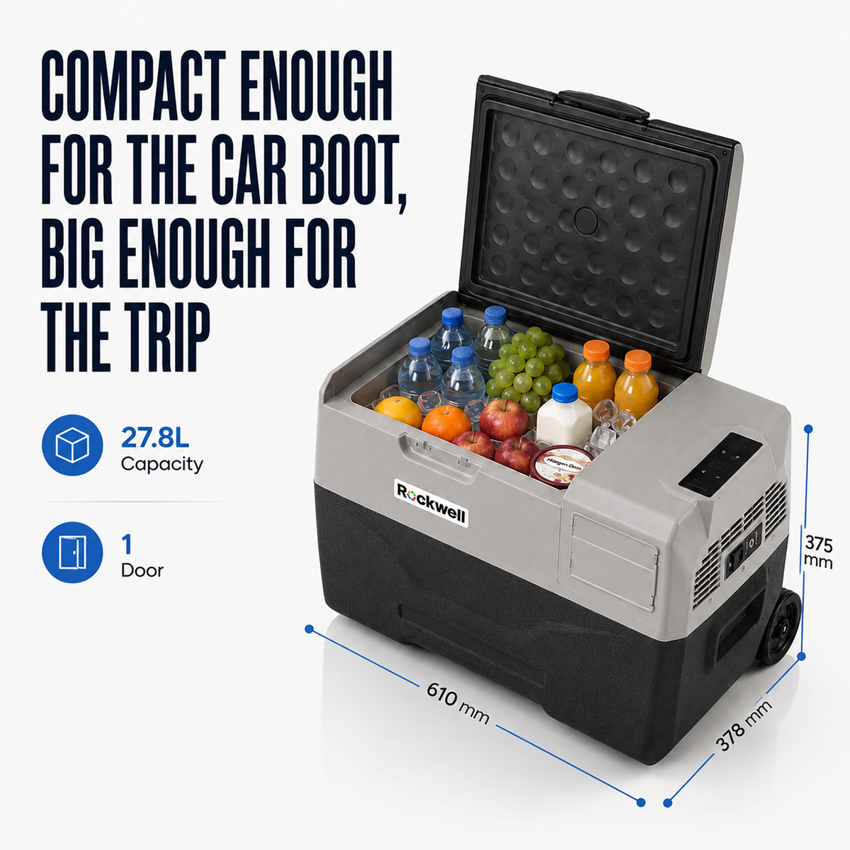 27.8 L Portable Car Cooler/Freezer – AC/DC Charging – image 3