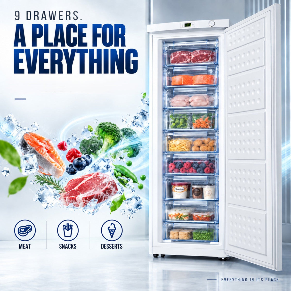 280 L Hard Door Vertical Freezer – White – image 3
