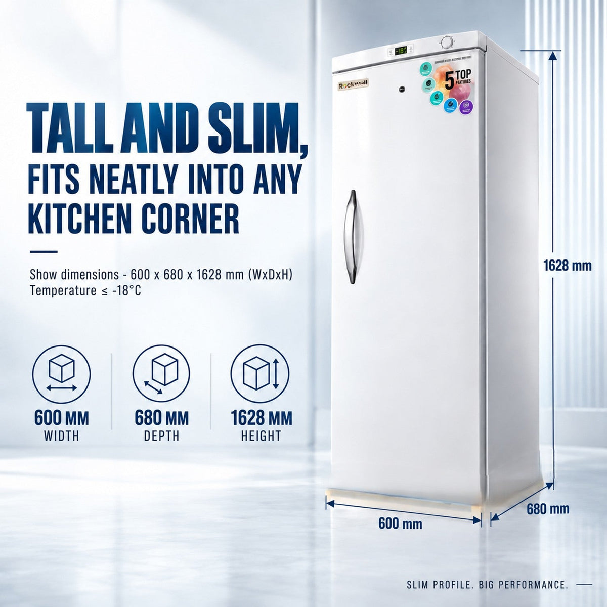 280 L Hard Door Vertical Freezer – White – image 4