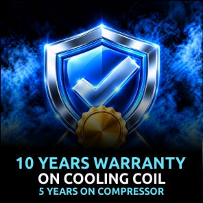 Green Freezer key feature: 10 years warranty on cooling coil, 5 years on compressor