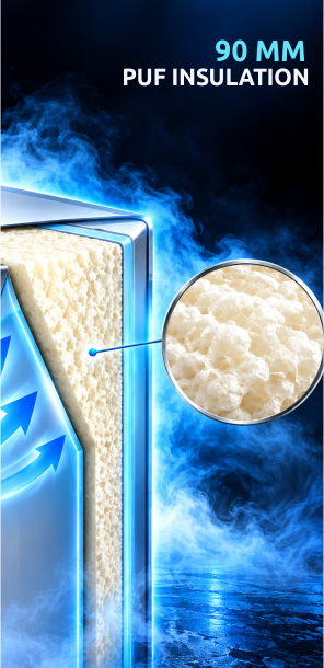 Green Freezer key feature: 90 mm PUF insulation