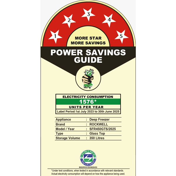 Rockwell 415Ltr, Glass Top Deep Freezer, Low Power Consumption (SFR450GTS White) - Image 4