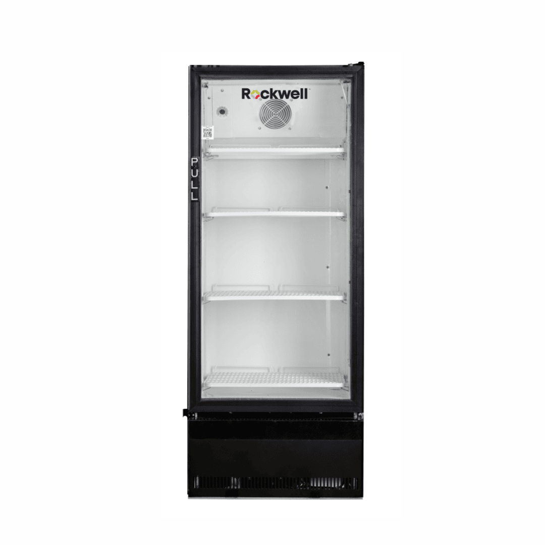 Rockwell 285Ltr, Single Glass Door Visi Cooler, Internal LED, Dynamic Cooling (RVC300B, Black)