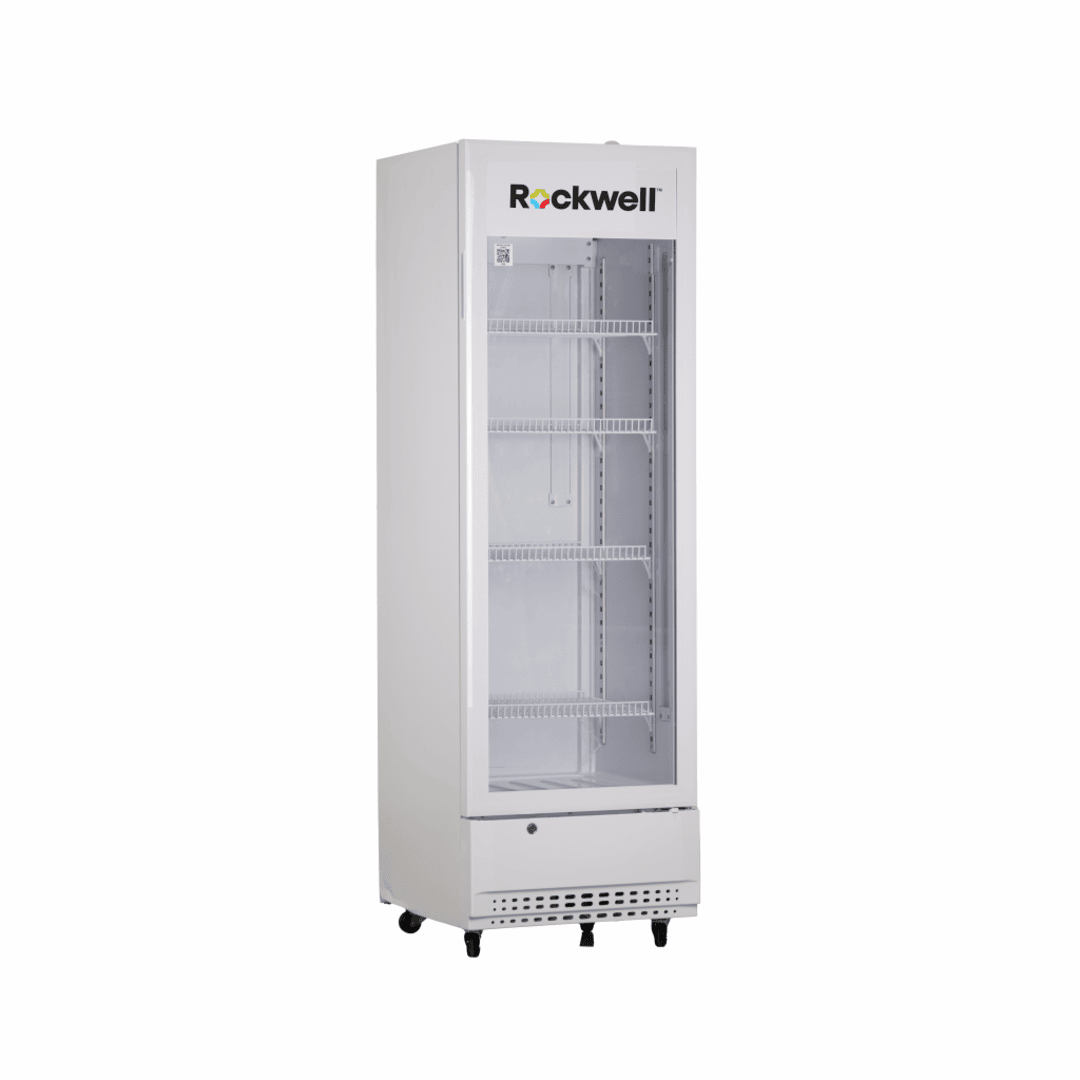 Rockwell 240Ltr, Single Glass Door Visi Cooler, Internal LED, Dynamic Cooling (RVC320A, White)