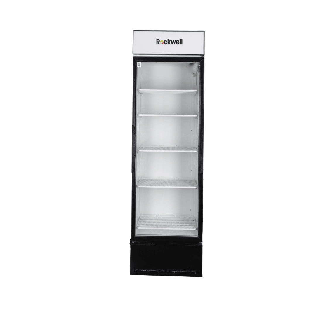 Rockwell 448Ltr, Single Glass Door Visi Cooler, Internal LED, Dynamic Cooling (RVC550B, Black)
