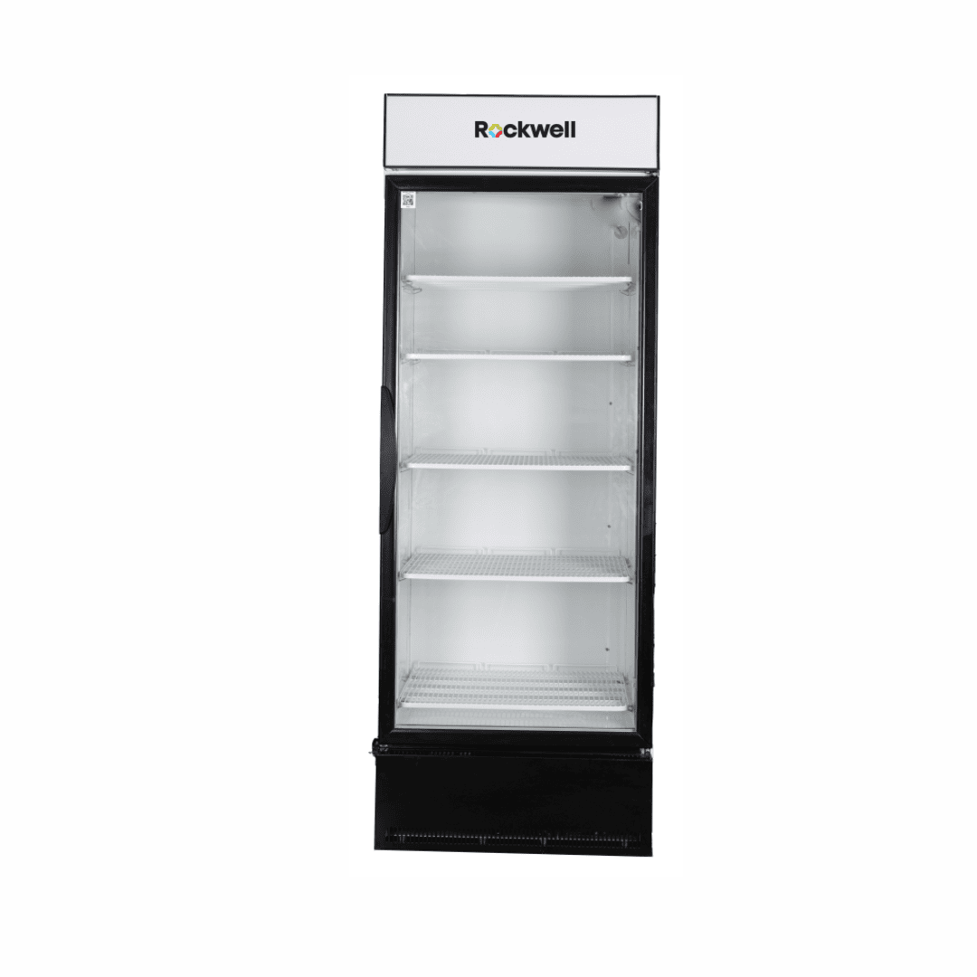 Rockwell 597Ltr, Single Glass Door Visi Cooler, Internal LED, Dynamic Cooling (RVC700B, Black)