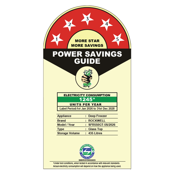 Rockwell 495Ltr, Glass Top Deep Freezer, Low Power Consumption (SFRN550GT, White) - Image 6