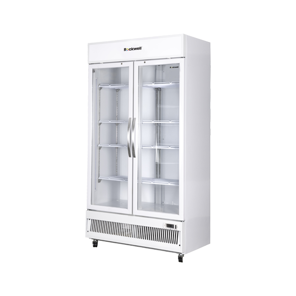 Rockwell 872Ltr, Double Glass Door Visi Cooler, Internal LED, Dynamic Cooling (RVC1100C, White) - Image 2