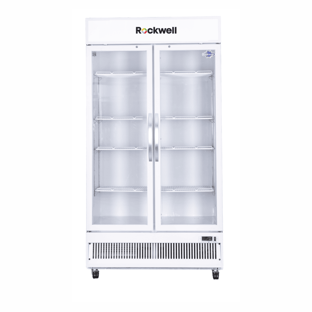 Rockwell 872Ltr, Double Glass Door Visi Cooler, Internal LED, Dynamic Cooling (RVC1100C, White)