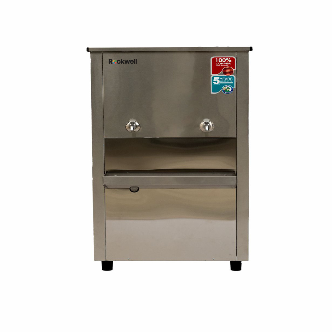 Rockwell 120 Litres Stainless Steel Water Cooler, Energy Efficient, 2 Faucet (RWCSS 60120)
